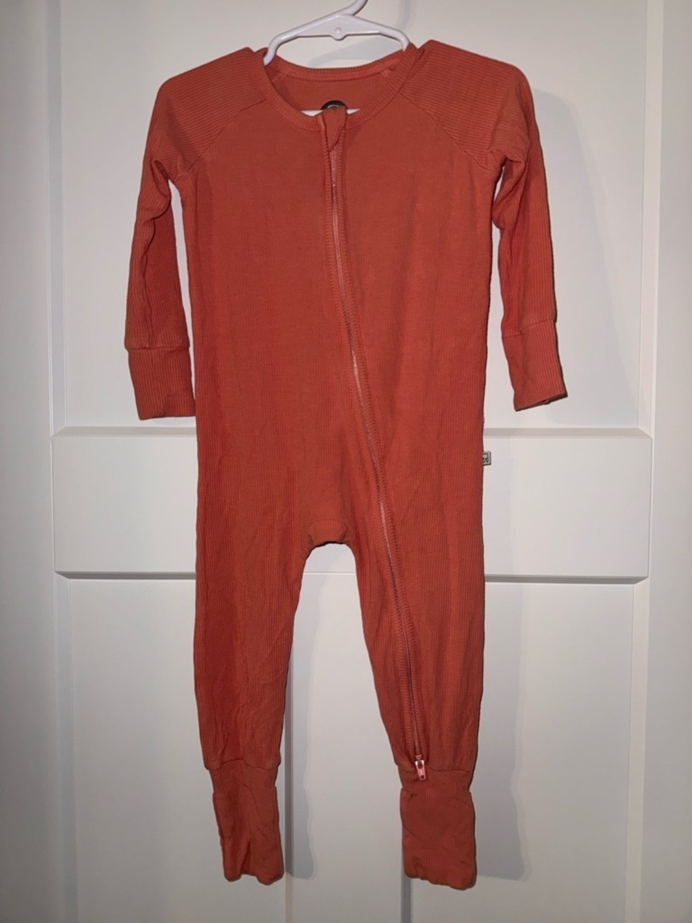 Toddler Ribbed Zippy in Coral Orange